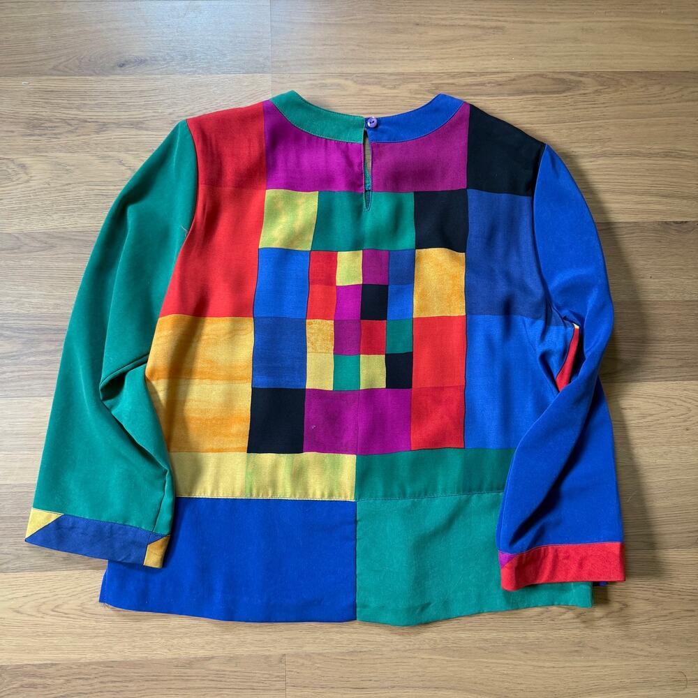 Women's Vintage 90's City Girl Nancy Bolen Green Colorablock 2-Piece Set Sz 8 - Picture 5 of 15